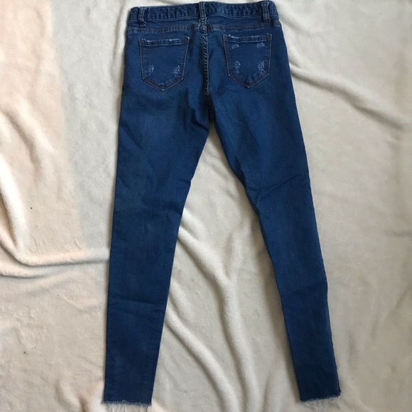 Trendy Distressed, Ripped Blue Ankle Jegging Denim - Picture 7 of 8